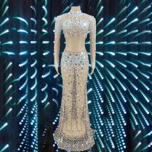 Robe <span class=keywords><strong>de</strong></span> soirée d'été pour femme, longue, transparente, à sequins, manches longues, en maille, élégante, pour fête d'anniversaire, robe <span class=keywords><strong>de</strong></span> mère <span class=keywords><strong>de</strong></span> la mariée - Product Image 1