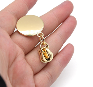 Cloxy DIY bolsa de Ropa Accesorios de costura #5 tirador de cremallera de Metal dorado claro con etiqueta redonda bolsa de ropa deslizador de cremallera #5 - Product Image 4