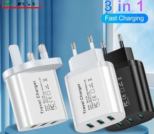 3 พอร์ต USB QC3.0 ชาร์จเร็ว ที่ชาร์จสำหรับเดินทาง Type-C รองรับหูฟัง กล้องถ่ายรูป ปลั๊ก EU/US/UK พกพาสะดวกสำหรับโทรศัพท์มือถือ - Product Image 2