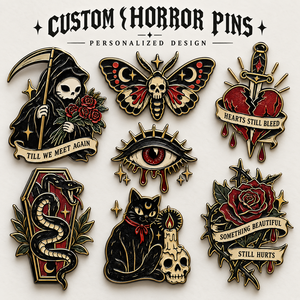 Pin <span class=keywords><strong>de</strong></span> Halloween personalizado <span class=keywords><strong>de</strong></span> terror, troquelado, <span class=keywords><strong>de</strong></span> níquel brillante, con diseños <span class=keywords><strong>de</strong></span> esqueleto, ataúd y vampiro, para venta al por mayor y al por menor - Product Image 1