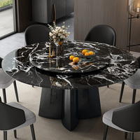 Ensemble de table et de chaises de salle à manger rondes en marbre moderne de luxe, 4, 6, 8 places, restaurant complet, acier inoxydable noir, meubles, designs de cuisine