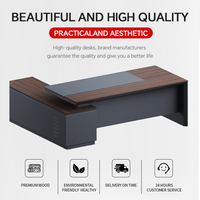 Bureau de direction ergonomique moderne en panneaux de bois - Bureau de luxe avec design modulaire extensible pour usage commercial