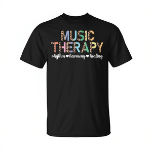 Camiseta de terapia musical con diseño de ritmo, armonía y curación para terapeutas - Product Image 2