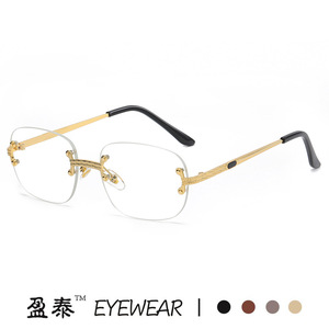 Eyewear Metal Frameless <b>Sunglasses</b> UV400 Unisex Fashion Hip Hop Style Gold Mirror Lenses - Product Image 4