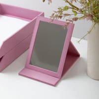 Ensemble de bureau élégant et luxueux en cuir rose + MDF, 10 pièces, organiseur de bureau en cuir pour femmes, exécutif