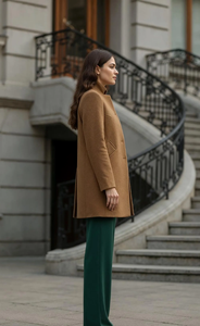 Women’s <b>Camel</b> Wool Blend Tailored <b>Coat</b> Elegant Minimalist <b>Winter</b> Outerwear Premium Longline Structured Overcoat for Professional - Product Image 4