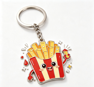 Llavero de Metal Esmaltado Personalizado con Diseño de Papas Fritas, Anillo para Llaves con Forma de Comida de Dibujos Animados, Regalo de Recuerdo de Aleación de Zinc con Logotipo - Product Image 2