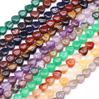 Perles en pierre naturelle lisses en forme de cœur de 10 mm en améthyste, agate et jade pour la fabrication de bijoux