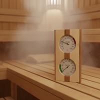 Termometer Higrometer Sauna Vapasauna 2 in 1, Termo-higrometer Kayu untuk Sauna Uap Kering, Pengukur Suhu dan Kelembapan Ruangan Sauna