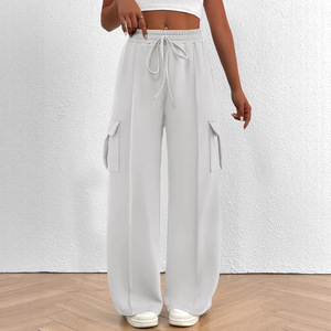 Pantaloni da Jogging sportivi 2025 da donna autunno a vita media drappeggiati a gamba dritta Casual dimagrante e traspirante con tasca <span class=keywords><strong>Cargo</strong></span> - Product Image 3