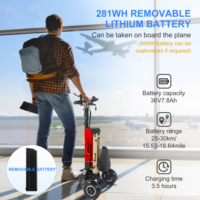 Trottinette électrique pliable TopMate ES33 en alliage d'aluminium léger à 3 roues, batterie 36V 7.8AH, fonction marche arrière, étanche, avec clé