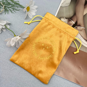 Pochette en velours jaune sur mesure, super douce et luxueuse, pour bijoux, avec cordon de serrage, sac de protection contre la poussière, emballage cadeau, sac cosmétique - Product Image 5