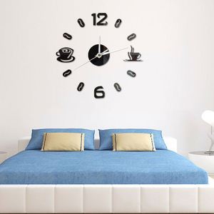 Creative Coffee Cup Wall <b>Clock</b> DIY Mute <b>Digital</b> <b>Clock</b> 3D Acrylic Mirror Decoration Wall Stickers for Living Room Kitchen - Product Image 5