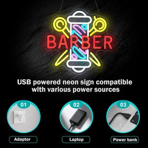 Barber neon light LED indoor hanging ambient light hair salon shop <b>sign</b> decorative light street indicator light luminous <b>sign</b> - Product Image 3