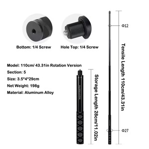 Soporte de Manillar para Motocicleta y <span class=keywords><strong>Bicicleta</strong></span> de Alta Calidad, Resistente y Popular, con Soporte Invisible para Selfie Stick de 1m para Insta360 X5 X4 X3 <span class=keywords><strong>GoPro</strong></span> - Product Image 5