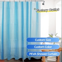 Rideau de douche en plastique cristal 3D 72x72 pouces, fin, léger, avec œillets métalliques antirouille