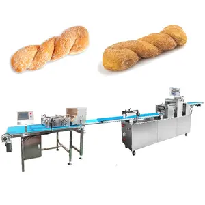 Automatische Knoblauch Brots täbchen Maschine Produktions linie Spirale Zimt Zucker Twist Brötchen machen Maschine