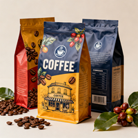 Sachet Doypack Personnalisé Imprimé Anti-humidité Refermable avec Fermeture Éclair pour Bonbons et Café, Fond Plat Scellé sur Huit Côtés