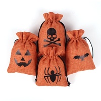 Sac en lin à cordon en toile de jute composite d'Halloween emballage personnalisé à cordon de jute pour bonbons petits articles échantillons cadeaux