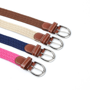 Woven <b>Elastic</b> Waist <b>Belt</b> Polyester Cotton Pin Buckle Casual Artistic Retro Style Unisex <b>Belts</b> Pink Navy Blue Brown Beige - Product Image 2