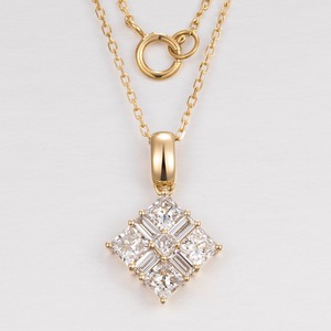 Collier en or massif 14K 18K avec diamants de laboratoire taille princesse et baguette CaiMao – Bijoux fins pour anniversaire, mariage, fête, fiançailles - Product Image 1