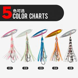 J25 Kabura Leurre de pêche lent <span class=keywords><strong>inchiku</strong></span> 40g- 200g Octupos Squid Jigs Crochet avec jupes leurre lumineux de pêche en eau salée attirail - Product Image 6