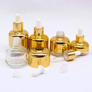 Großhandel 20ml 30ml 40ml 50ml 60ml Gold Luxus glas Tropf flasche/Hautpflege flasche/Luxus Kosmetik verpackung