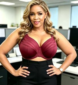 Reggiseno Plus-Size di Alta Qualità, Classico e Sexy, a Righe in Tulle, Push-Up con Ferretto e Coppe Complete per Donne - Product Image 1