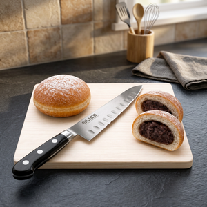 Heavy Duty Stainless Steel Serrated Chef <b>Knife</b> with Plastic Handle Dishwasher Safe Modern Ambidextrous Design - Product Image 3