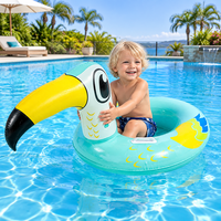Jouets gonflables pour enfants en forme de tucan vert en PVC écologique, bateau gonflable en plastique pour jeux aquatiques pour enfants