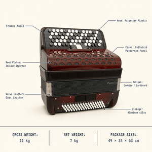 Accordéon professionnel pour performance scénique adulte, 80 basses, système B, accordéon Bayan pour l'entraînement avec anches italiennes - Product Image 4