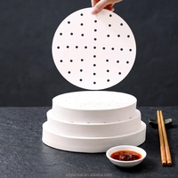 Papier sulfurisé perforé pour cuiseur vapeur en bambou, antiadhésif, qualité alimentaire, rond, 6, 8, 10 pouces, pour friteuse à air, logo personnalisé, OEM, sans PFAS, certifié FSC