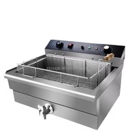 Friteuse Électrique Commerciale Industrielle en Acier Inoxydable 1 Cuve 1 Panier 25L pour Corn Dogs, Plage de Température 50-200°C, Lot de 10 Minutes