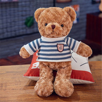 Peluche personnalisée avec logo, ours en peluche super doux, couverture confortable, pull rayé à poils bouclés, vente directe d'usine, promotion de la marque