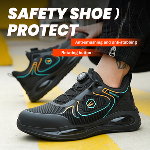 Custom OEM Men's Safety Protect Labor Shoes Rotating Button Light <b>Waterproof</b> Anti-smash Soft Climbing Sports Footwear <b>Sneaker</b> - Product Image 1