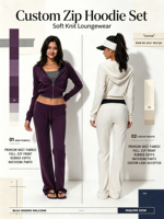Ensemble de vêtements de détente en tricot doux pour femmes, 2 pièces, sweat à capuche court zippé et pantalon à cordon de serrage, logo personnalisé