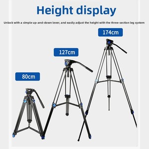 Tête de trépied hydraulique DSLR en alliage d'aluminium, capacité de charge 6-10 kg, 3 sections de jambes, pour caméscopes, photographie de <span class=keywords><strong>mariage</strong></span>, DV - Product Image 5