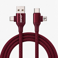 Câble de charge rapide magnétique 60W, cadeau promotionnel technologique, cordon tressé en nylon, 4-en-1 USB-A USB Type C, câble de charge rapide magnétique