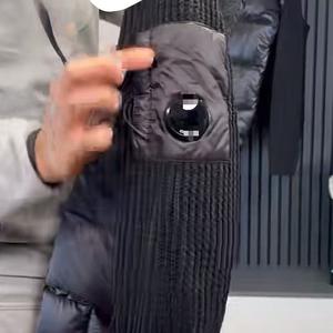 Nuova Giacca Bomber Invernale in Lana Lavorata a Maglia con Patchwork, Marca <span class=keywords><strong>Trendy</strong></span> Streetwear da <span class=keywords><strong>Uomo</strong></span> con Cappuccio, Imbottita in Piuma d'Oca Bianca - Product Image 3