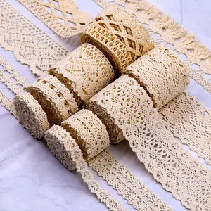 High Quality Crocheted Beige / White /black Cotton Lace Crochet Ribbon Lace trim For Baby And Kid Clothes