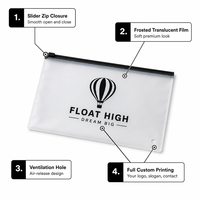 Sac à fermeture éclair mat givré translucide refermable en plastique plat avec trou d'aération, personnalisable avec logo, pour emballage cadeau de vêtements