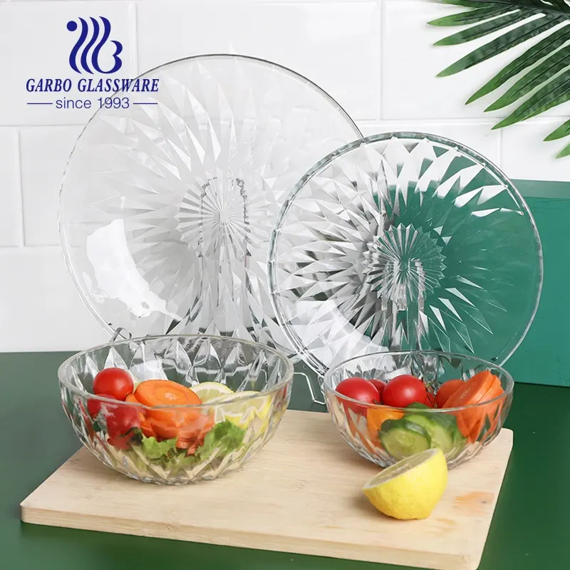 Business gifts good quality and low price high temperature resistance small salad glass bowls and plates transparent glass bowl