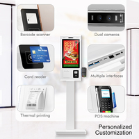 Kios Pemesanan Mandiri Tipe Lantai dengan Layar Sentuh Full HD 27 inci, Printer Thermal 80mm, Pemindai Kode QR, dan Layar Poster Digital