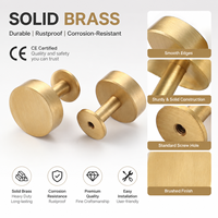 Bouton en laiton massif Koppalive pour meubles, armoire de cuisine, boîte à bijoux, tiroir, poignée en cuivre brossé doré