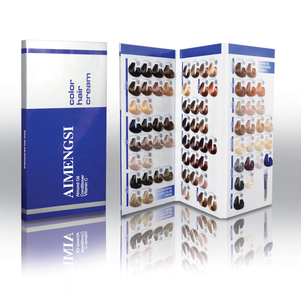 Private label professionelle salon seidige haar dyecolor katalog haar farbe diagramm hersteller