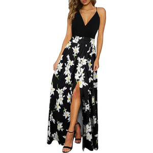 <span class=keywords><strong>Ropa</strong></span> de <span class=keywords><strong>mujer</strong></span> nueva señoras 2024 verano Maxi vestido Casual Floral cuello Halter playa trajes hawaianos boda invitado vestido elegante - Product Image 2