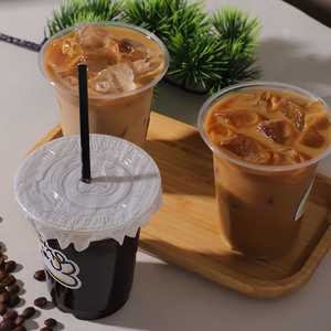 Disposable PET Single Wall Cold <b>Drink</b> Coffee <b>Cups</b> with Custom UV Printed Logo Clear Bubble Boba Tea Juice <b>Cups</b> Lids & Straws - Product Image 2