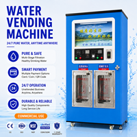 Distributeur automatique d'eau RO en libre-service acceptant les paiements par pièces, billets et cartes pour l'approvisionnement en eau potable