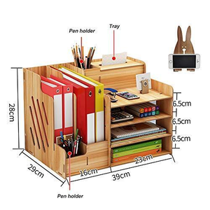 Organizador de escritorio de bambú multifuncional, portalápices, papelería de oficina, juegos de escritorio de madera - Product Image 4