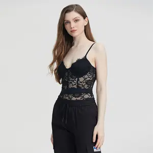 Fast Sample Custom Jumpsuit Women V Neck Padded Under-wired Sexy Backless Floral Lace Bodysuits For Women